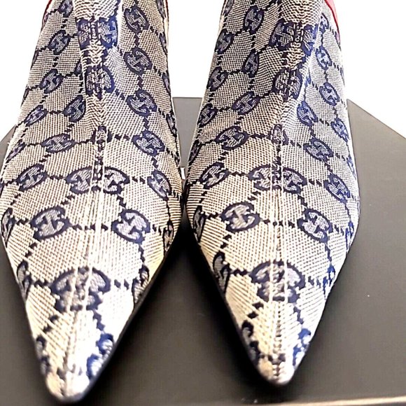 9.5 GUCCI*VERY RARE*GG MONOGRAM D RING*ZIPPERED*STILETTO*POINTED TOE* - Picture 14 of 15